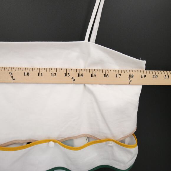 Antonio Melani x The Nat Note Zoe Scalloped Sateen Top White Green Crop Size 14 - Picture 5 of 12